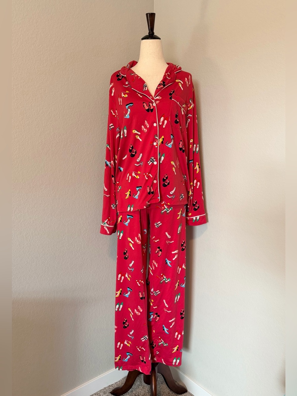 Kate Spade Whimsical Shoe Print 2-Piece Pajama Set Small